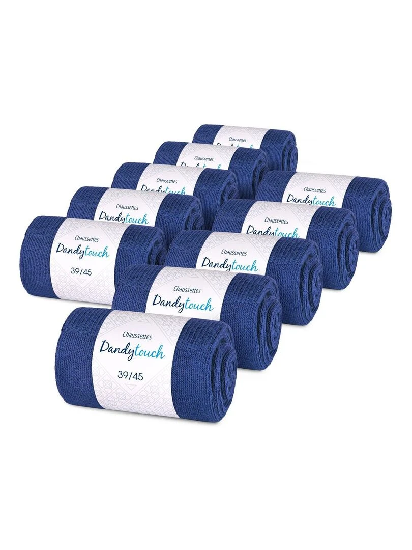 Chaussettes Jersey Coton Lot 10 Paires Fabrication UE Bleu roi