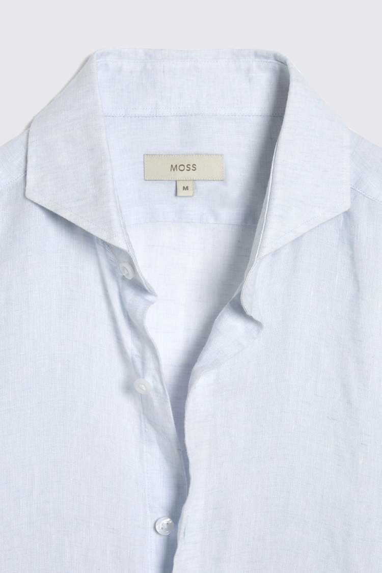 Tailored Fit Soft Blue Linen Shirt   Buy Online at Moss