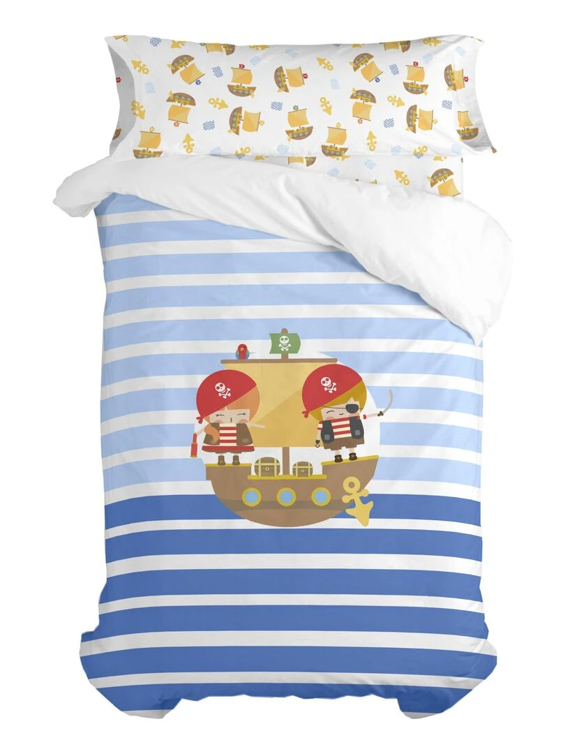 Parure housse de couette 2 pièces Pirate ship "Happyfriday"   Blanc