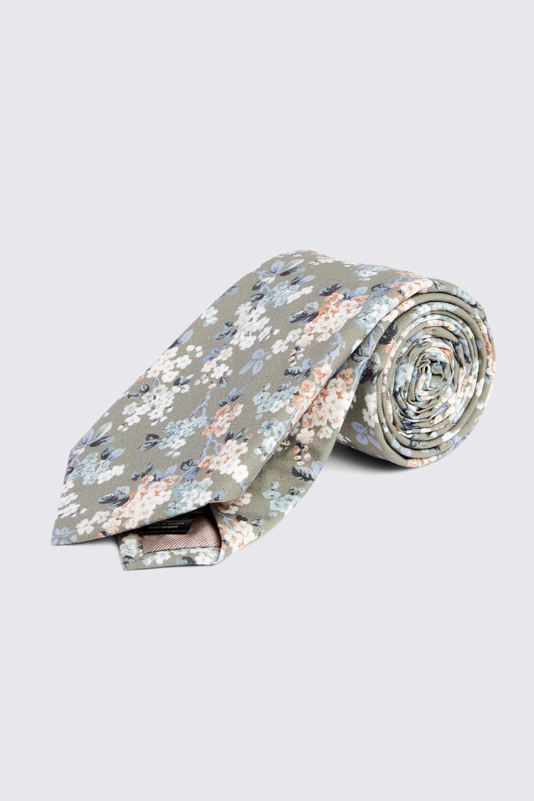 Sage Ditsy Floral Tie Made with Liberty Fabric Buy Online at Moss