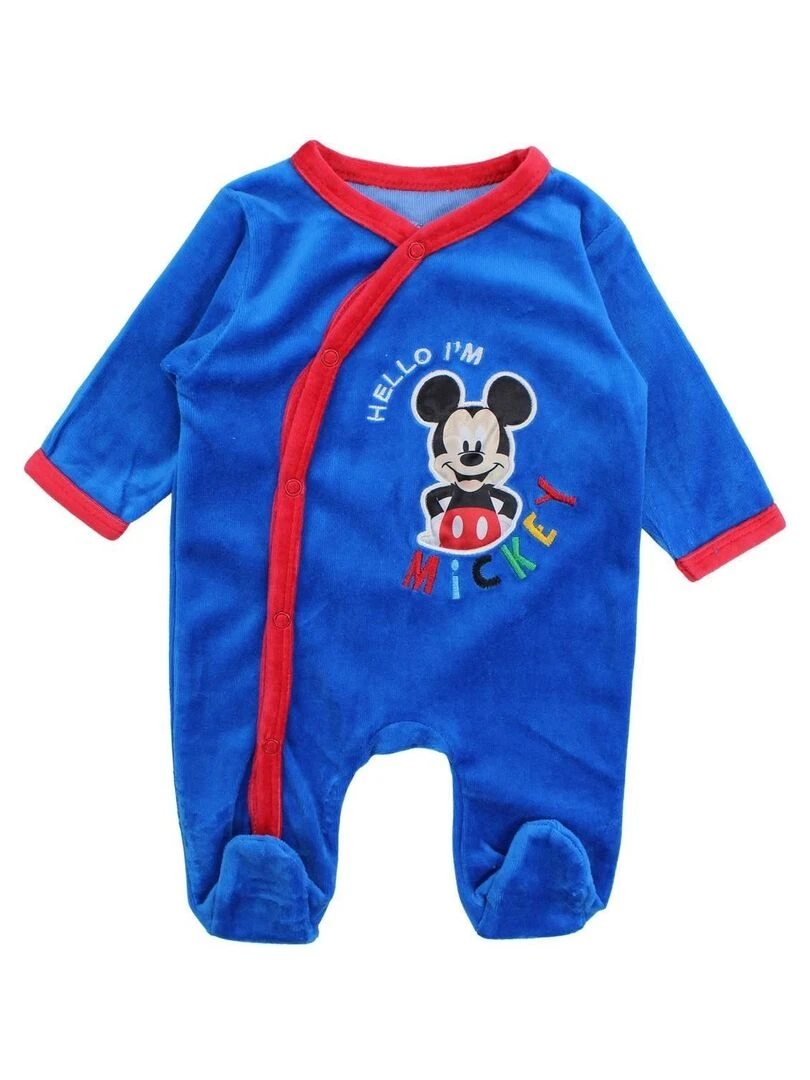 Disney Grenouillere bébé garçon imprimé Mickey en coton Bleu