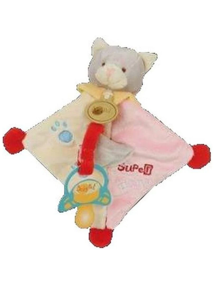 Doudou Babynat chat super tetine rose et beige BN309 Rose