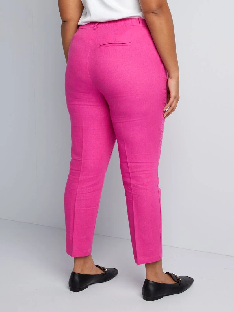 Pantalon skinny avec lin   Rose