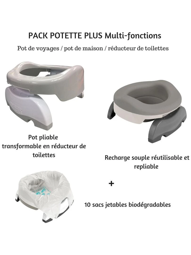 Pot bébé nomade réducteur de WC Gris