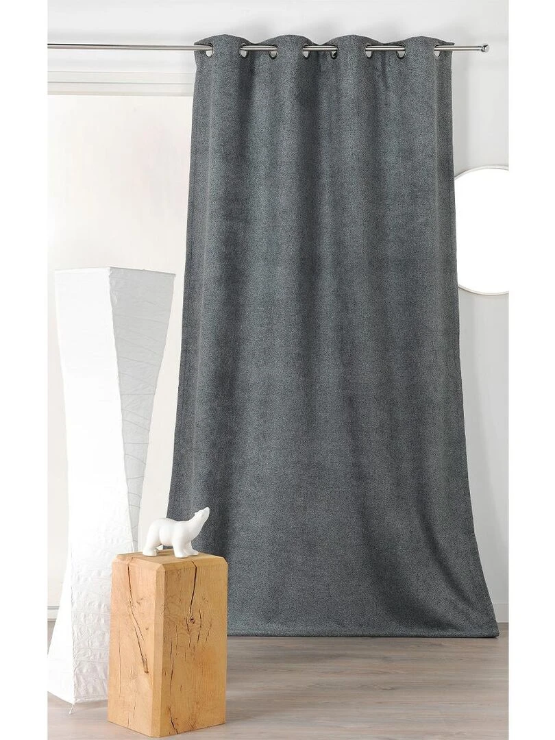 Rideau obscurcissant aspect laine chinée   Gris foncé