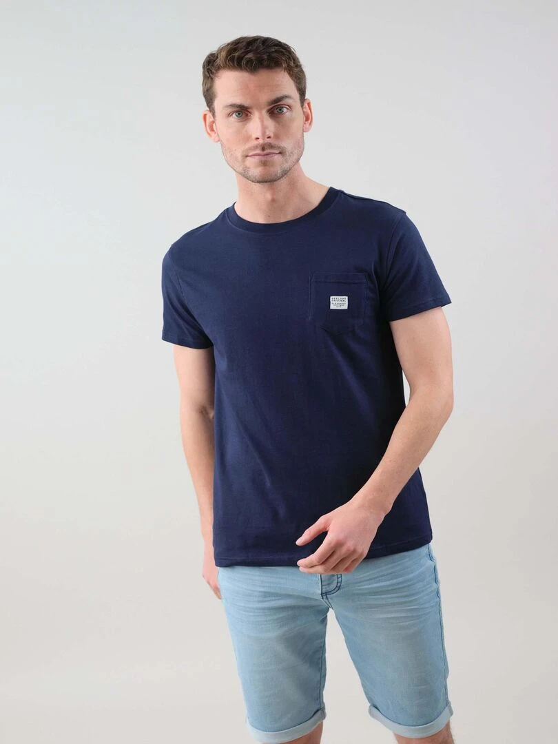 T shirt en coton bio 'Deeluxe' Bleu marine