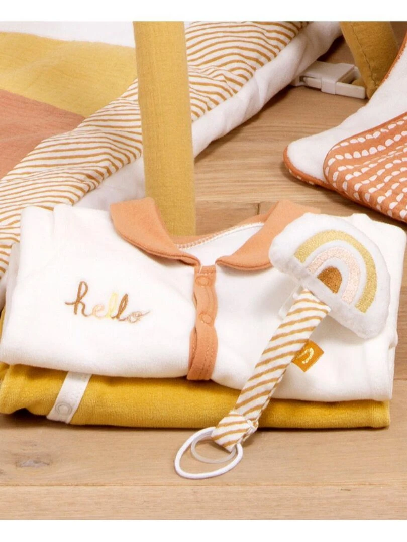 Pyjama bébé à manches longues en velours   SAUTHON   Jaune