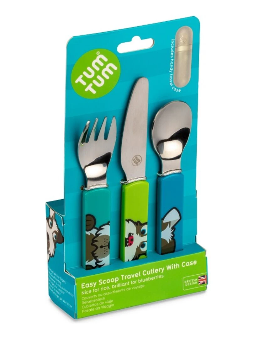 Lot de 3 Couverts puzzle avec étui Scruff Vert