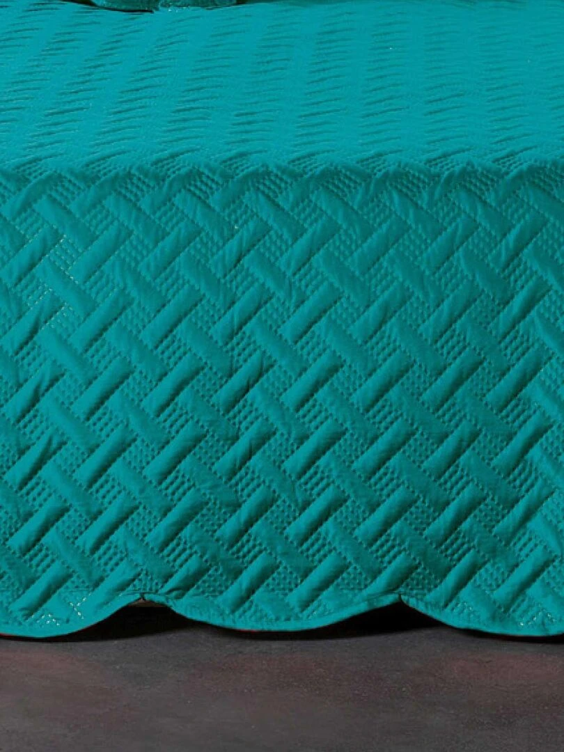 Couverture molletonné surpiquage graphique   Bleu turquoise