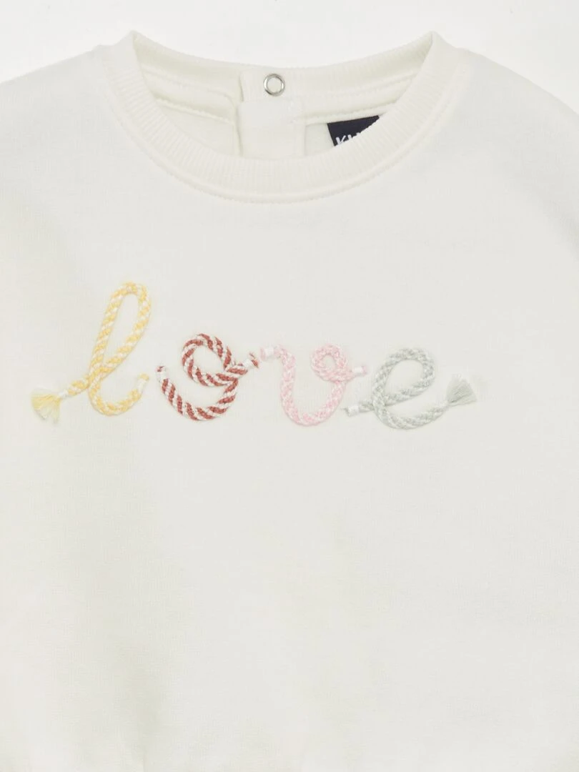 Sweat love en molleton Blanc