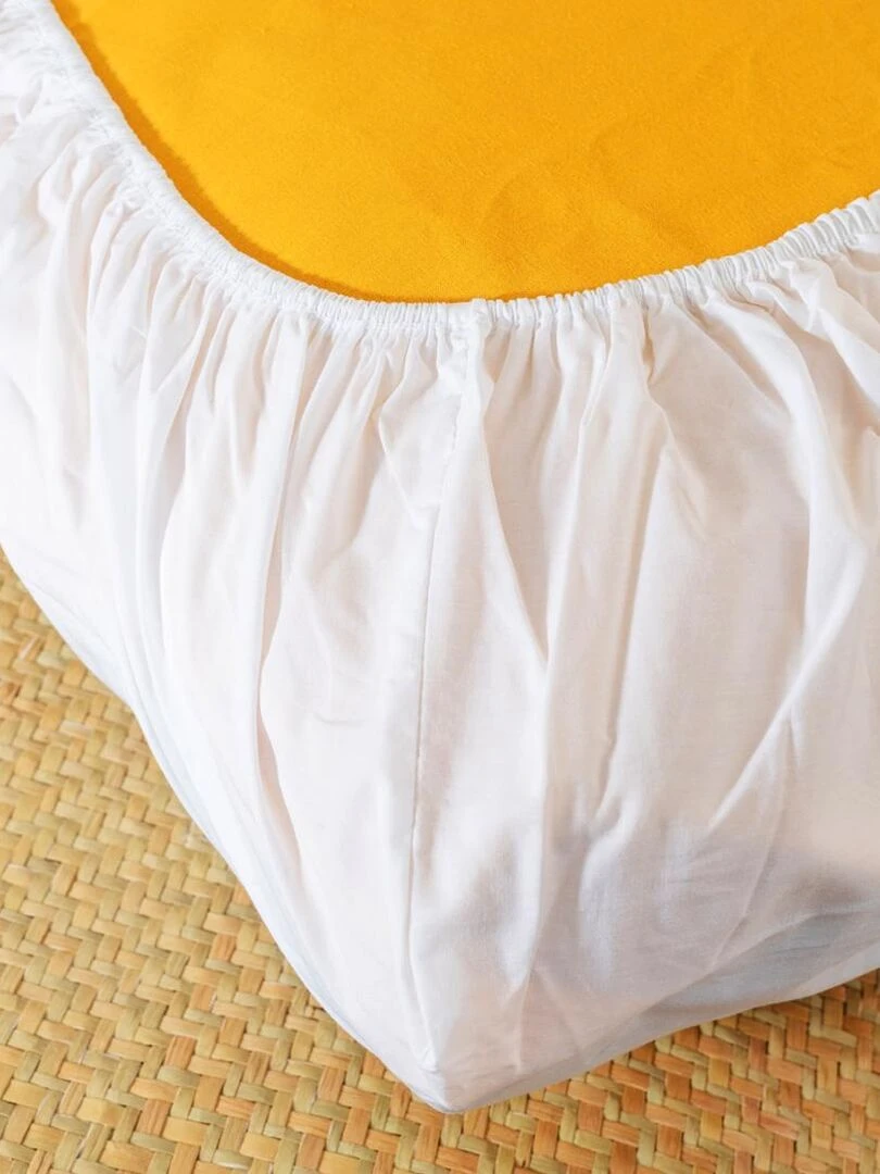 Draps Housse en Coton Bio Blanc   Blanc