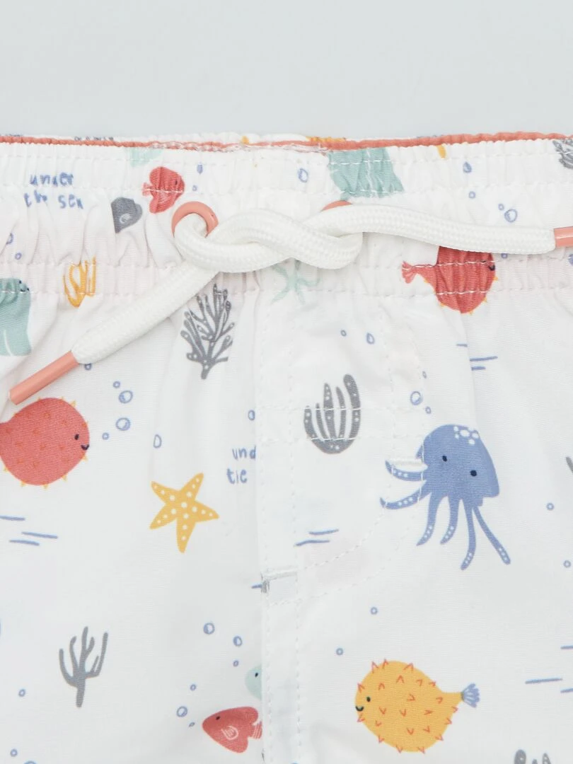 Short de bain fantaisie Blanc