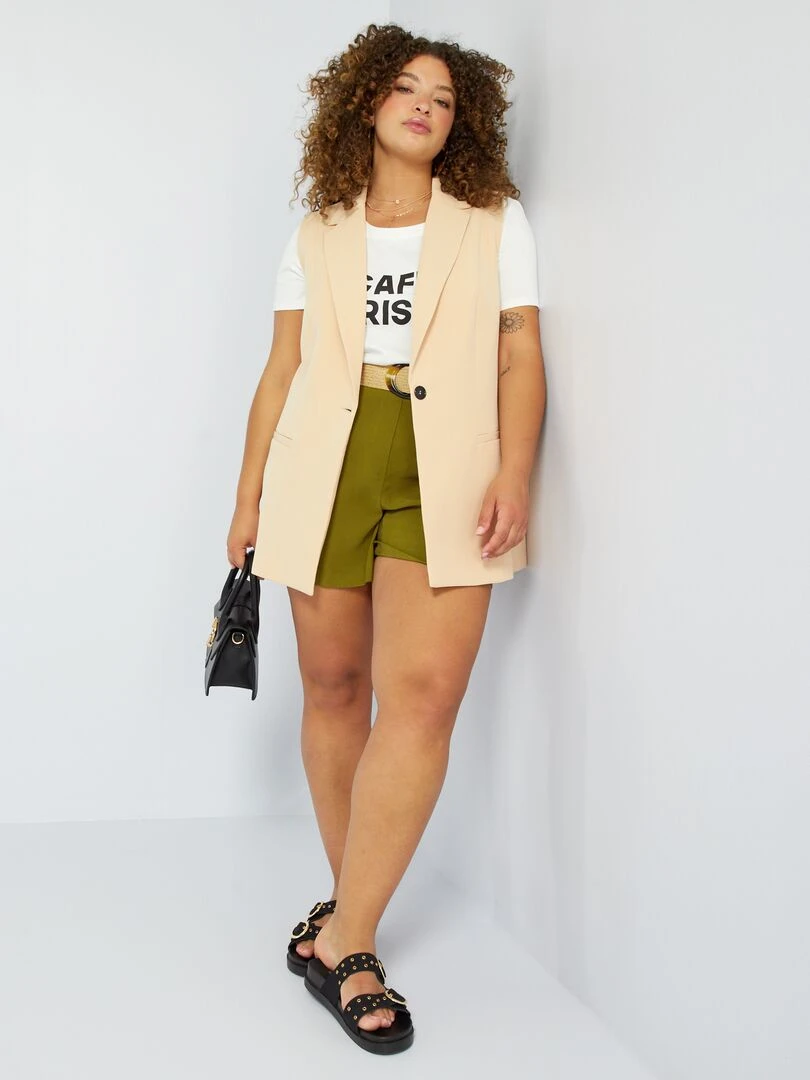Short en twill avec ceinture Vert