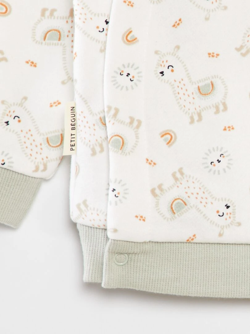 Ensemble sweat + pantalon   Petit Béguin   Blanc/vert
