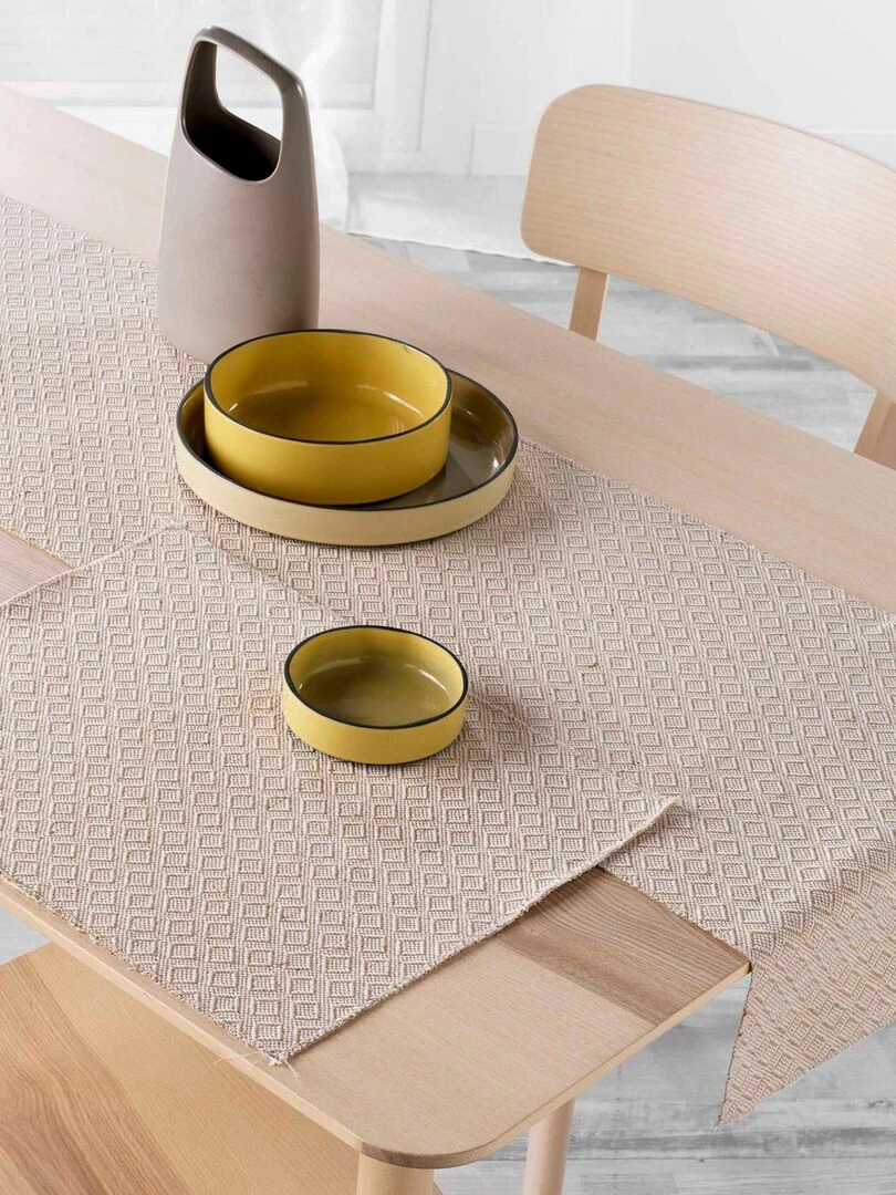 Duo de sets de table à motifs géométriques   Beige clair