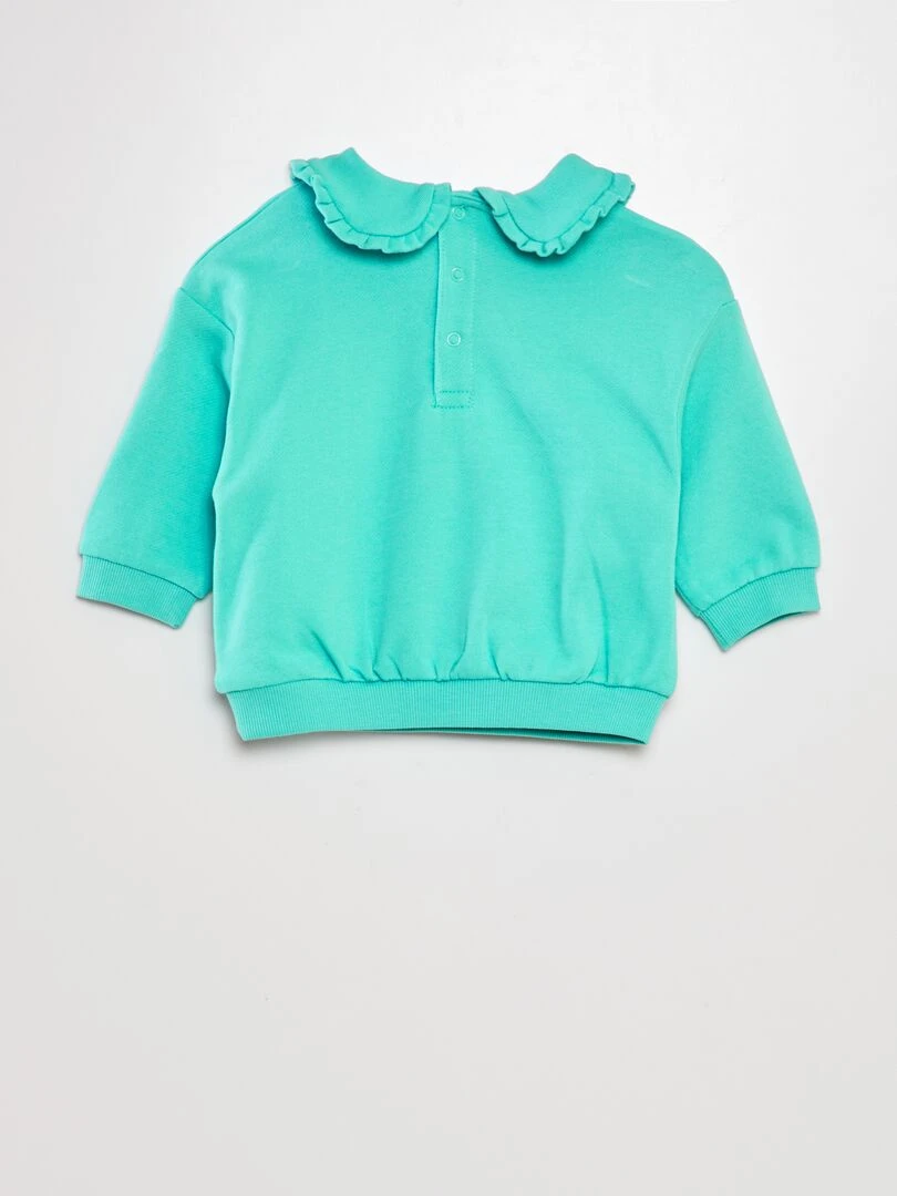 Sweat en coton à col claudine   Bleu