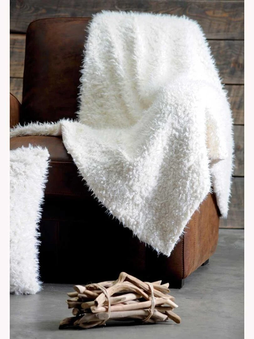 Plaid avec Effet Poil de Mouton Blanc