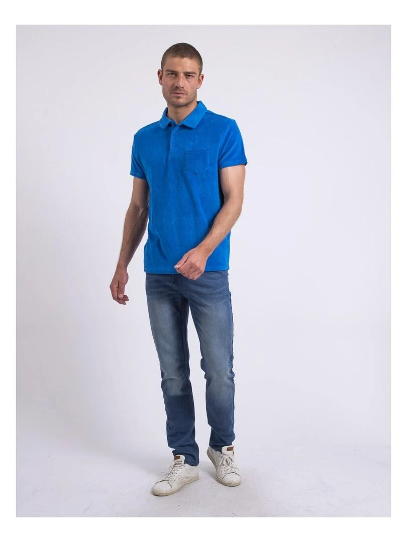 Polo manches courtes éponge PIBARK   Bleu roi