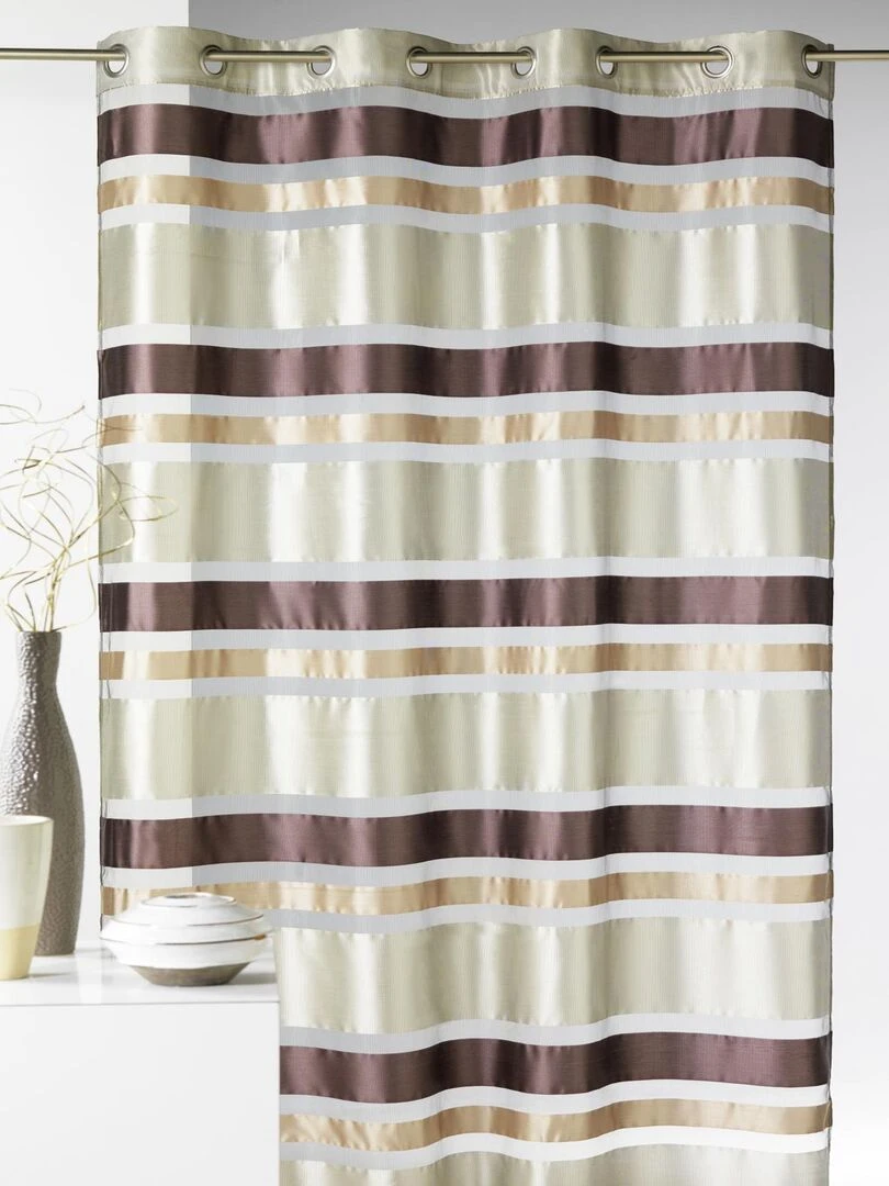 Voilage en Organza rayures horizontales Beige