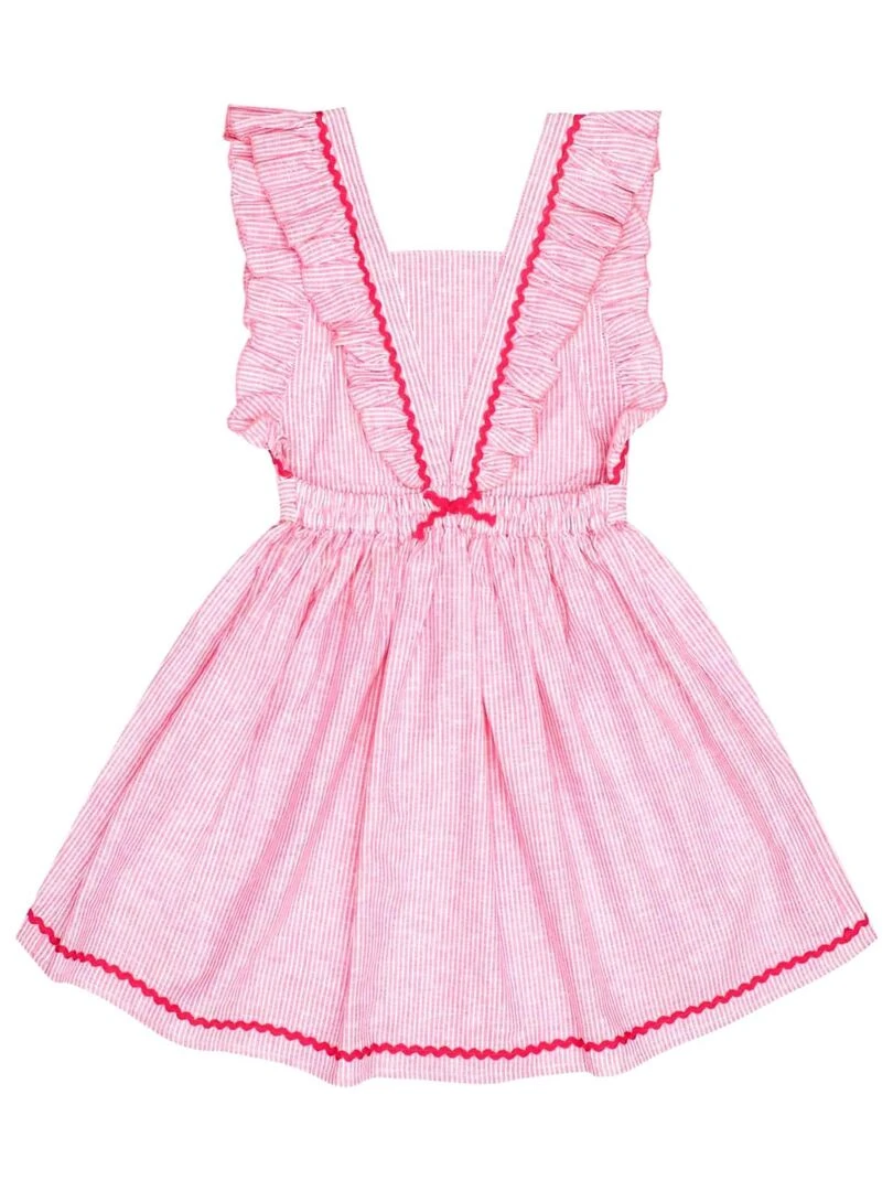 Robe Cérémonie Rose Fille  Fines Rayures  LILI   La Faute à Voltaire   Rose