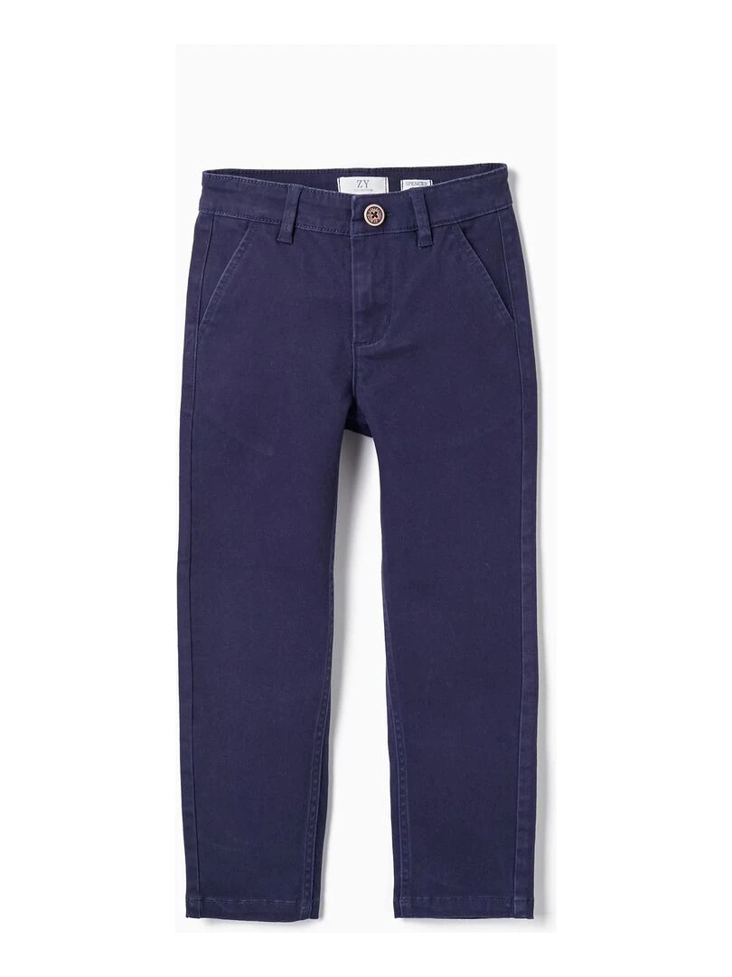 Pantalon Chino en Coton pour Garçon 'Slim Fit' Bleu foncé