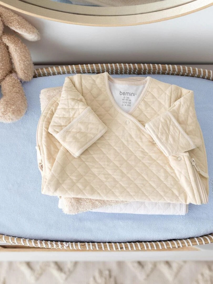 Bemini Gigoteuse  avec moufles Pady quilted jersey   Gris chiné