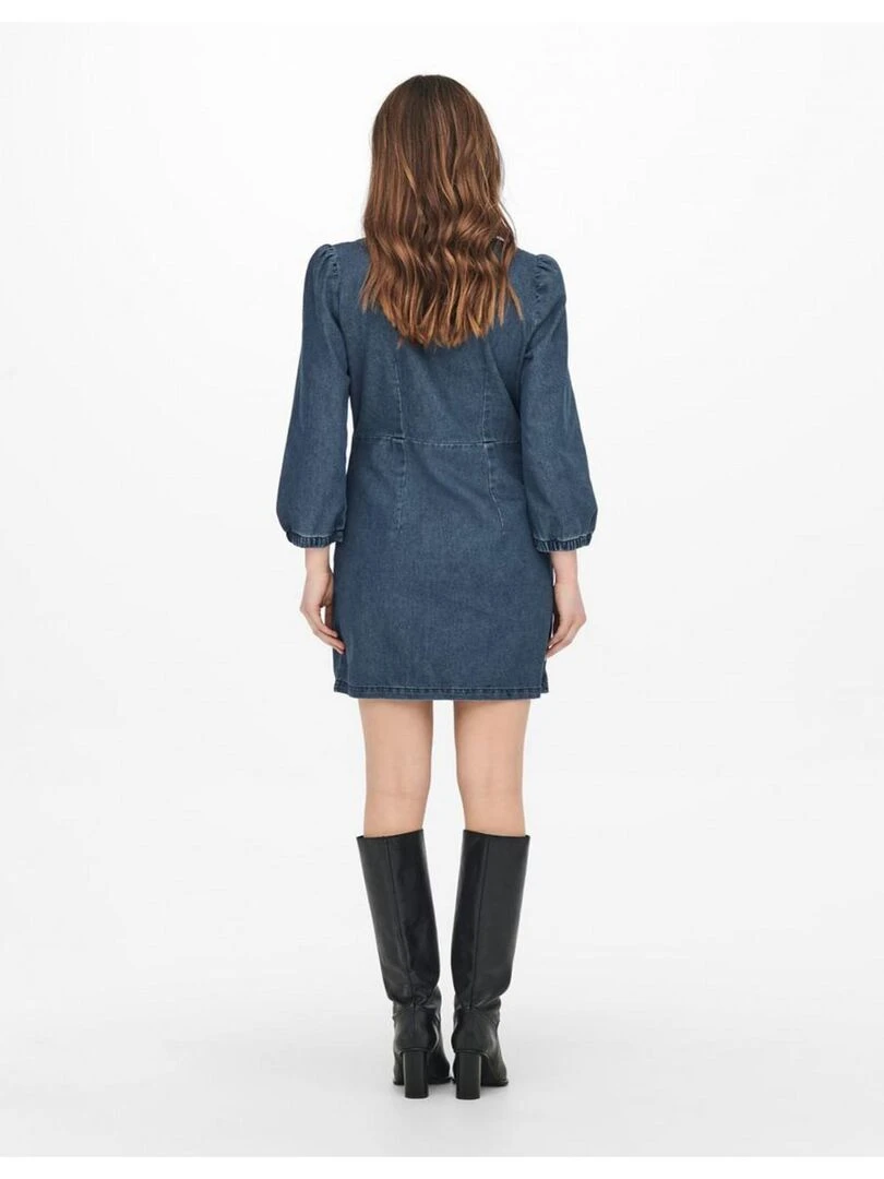 Robe en jean manches bouffantes Kebello   Bleu