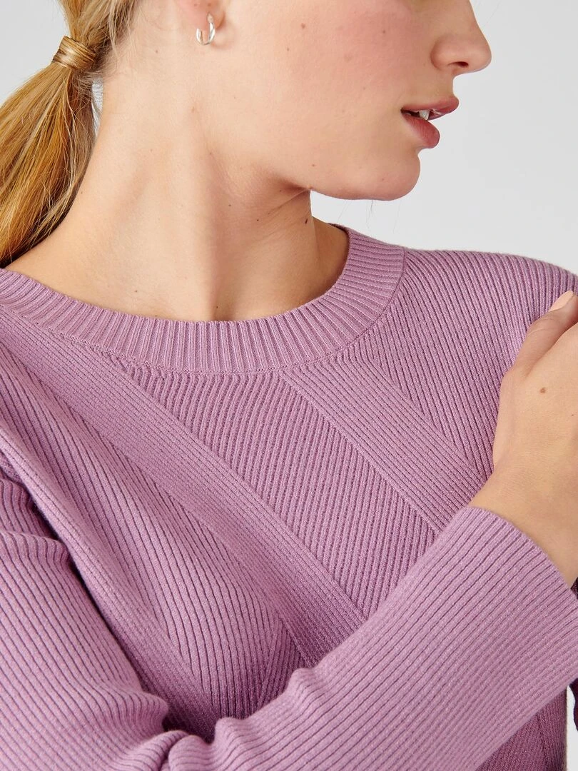 Pull jeu de côtes fantaisie Damart Violet