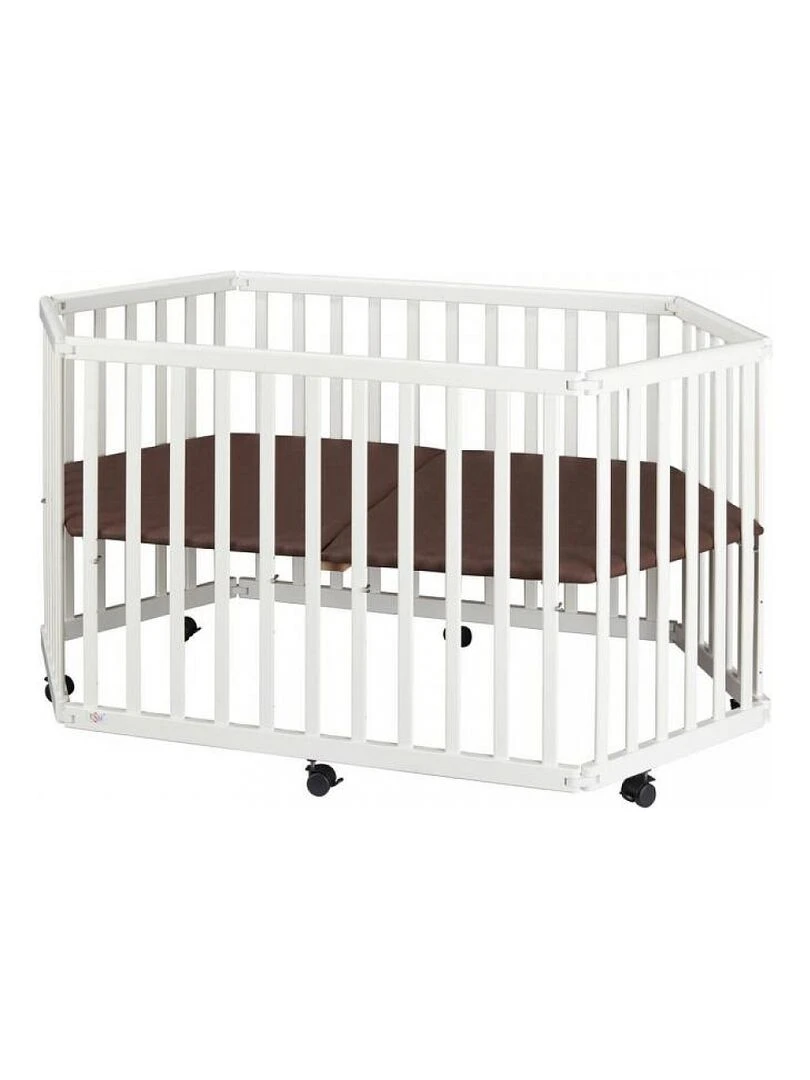 Parc Bébé Pliant En Hetre Massif Blanc 84 X 143 X 75 Cm Multicolore