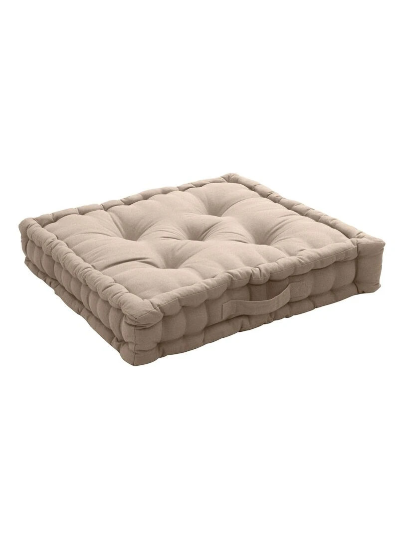 Coussin de sol uni en pur coton Beige