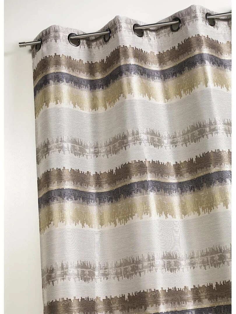 Rideau ethnique en jacquard à rayures horizontales Beige