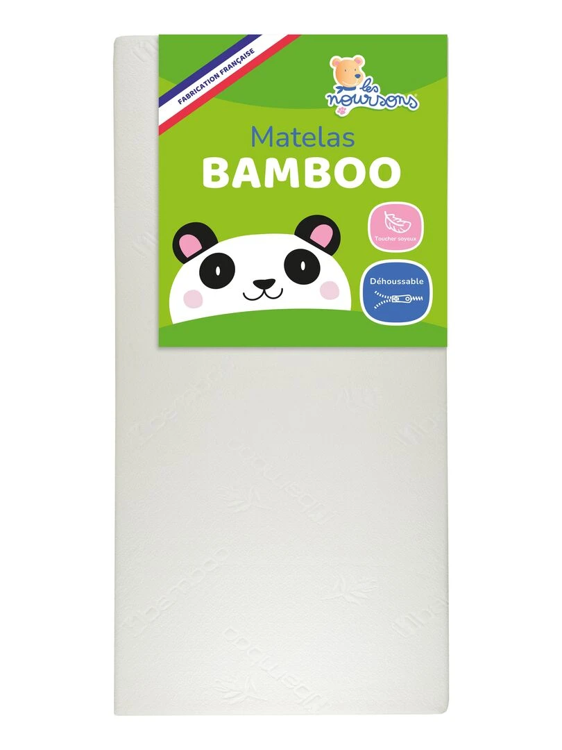 Matelas Bébé/Enfant Bamboo 70x140 cm Déhoussable Garantie 2 ans Fabrication française Blanc