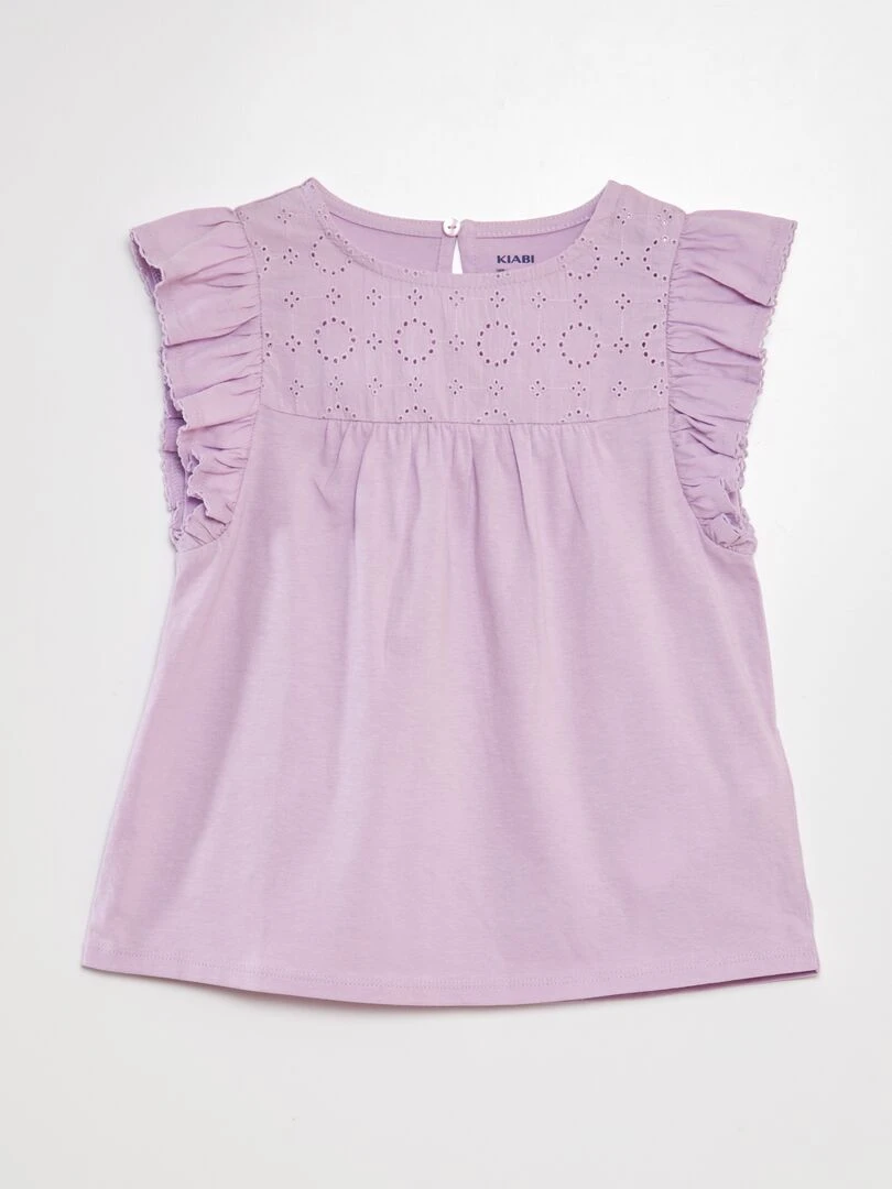 T shirt avec broderie Violet