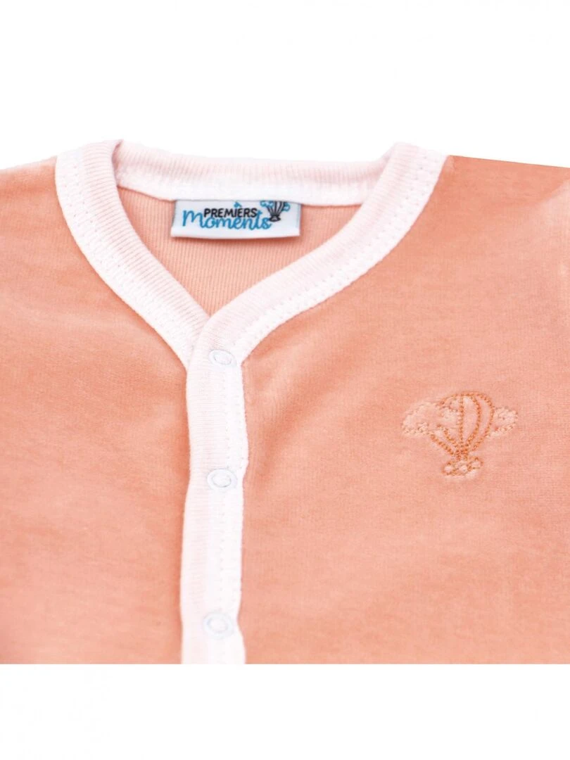 Pyjama velours 100% coton biologique 1 à 6 mois Orange
