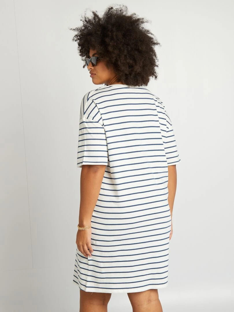 Robe tee shirt large   Blanc/marine
