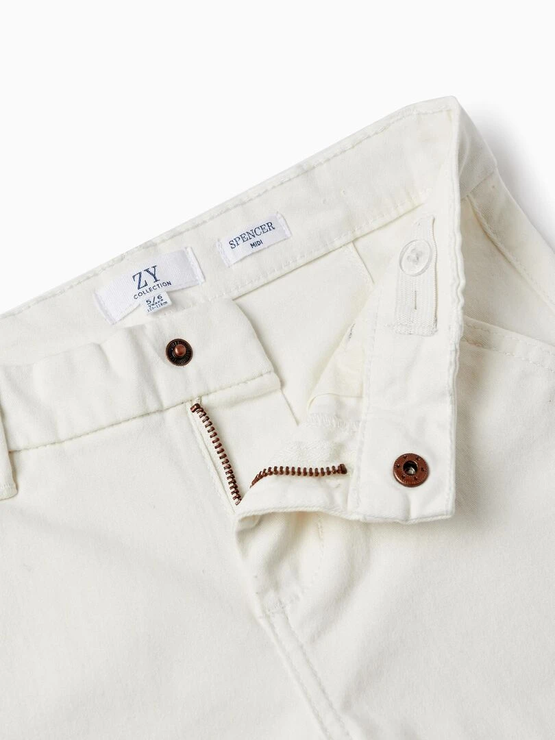 Short Chino En Sergé De Coton Pour Garçon 'Midi'  PICASSO   Blanc