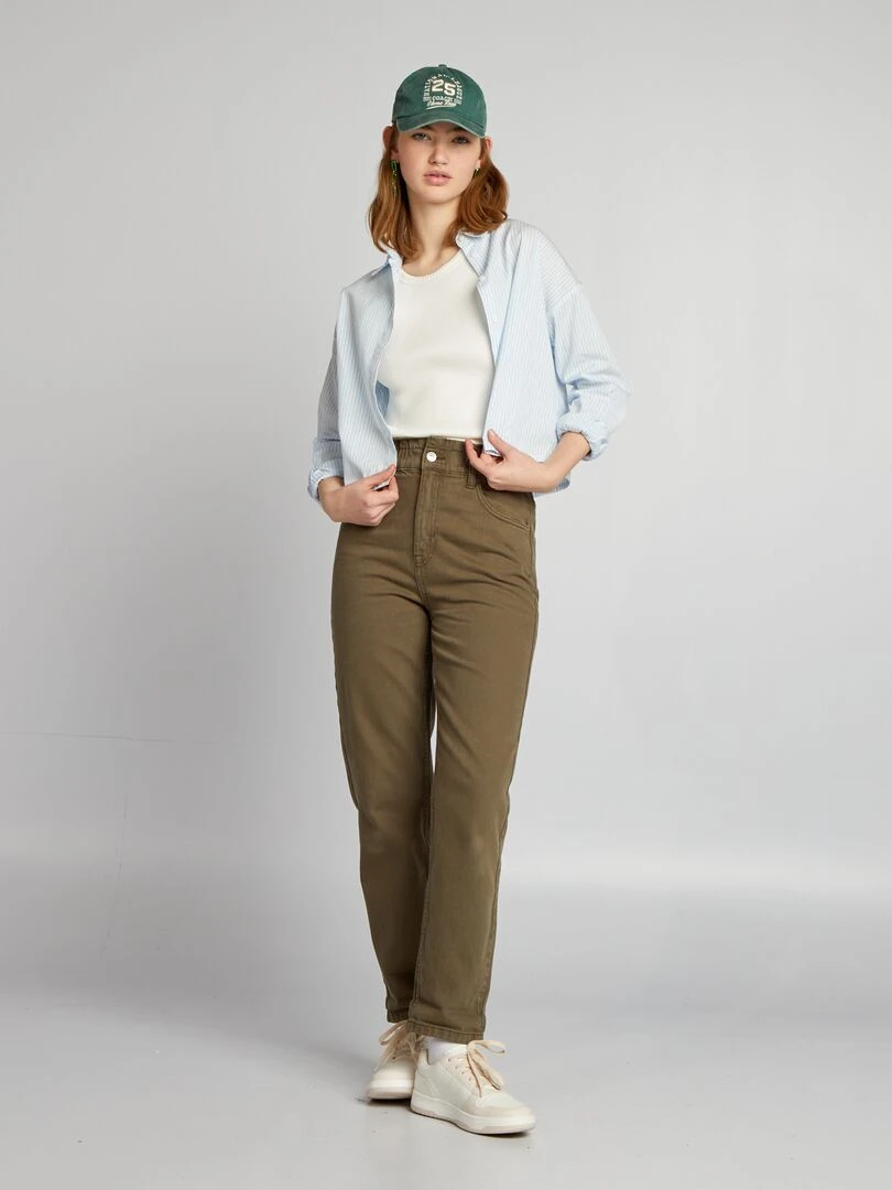 Chemise cropped en popeline Bleu