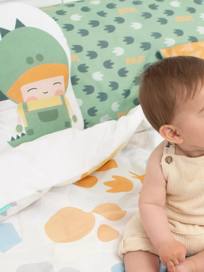 Coussin Happydino "Happyfriday" Blanc