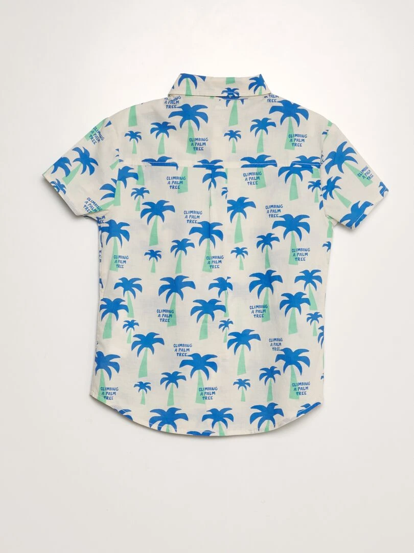 Chemise à manches courtes avec imprimé   Blanc/bleu