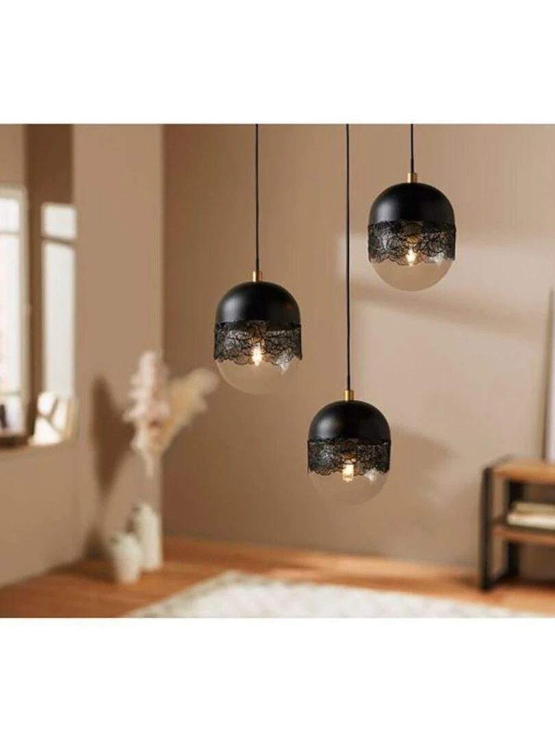 Suspension triple métal noir Stilla   Noir