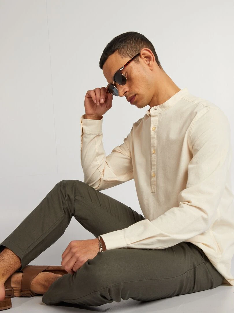 Chemisier à col tunisien undyed Blanc