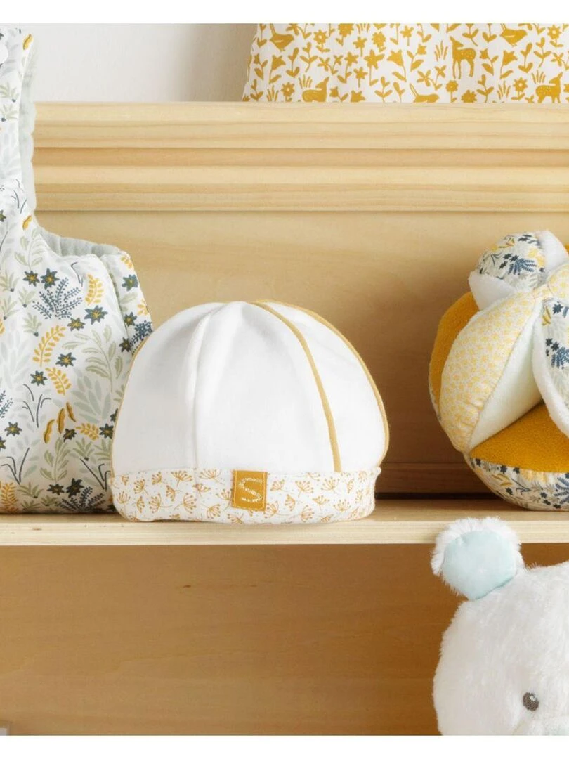 Bonnet de naissance en coton   SAUTHON   Blanc Jaune