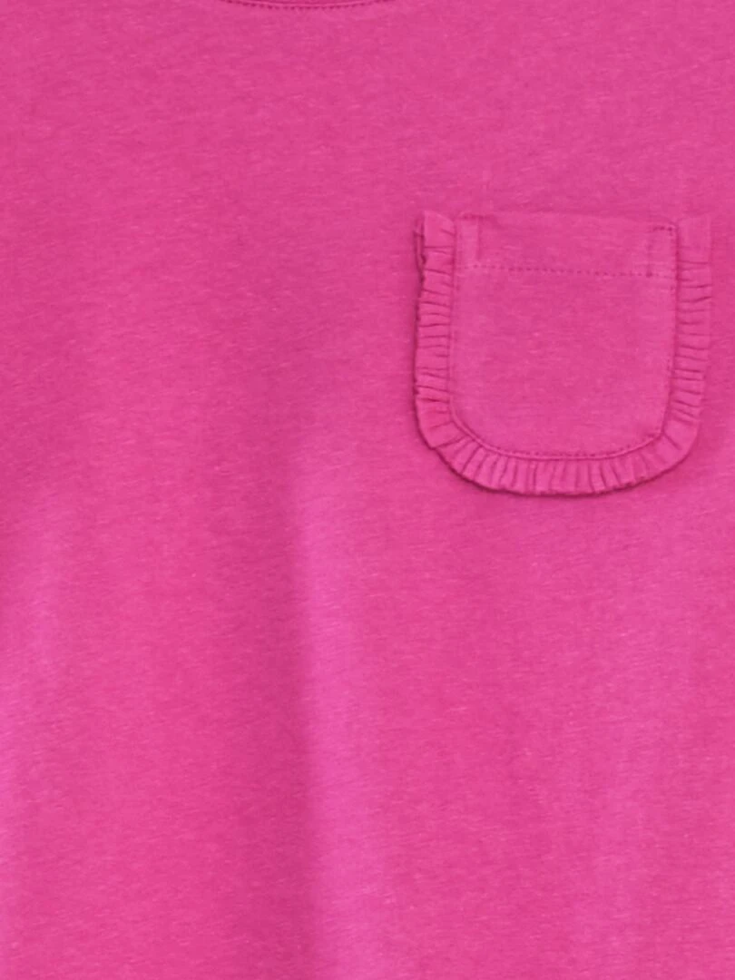 T shirt uni avec poche Fuchsia