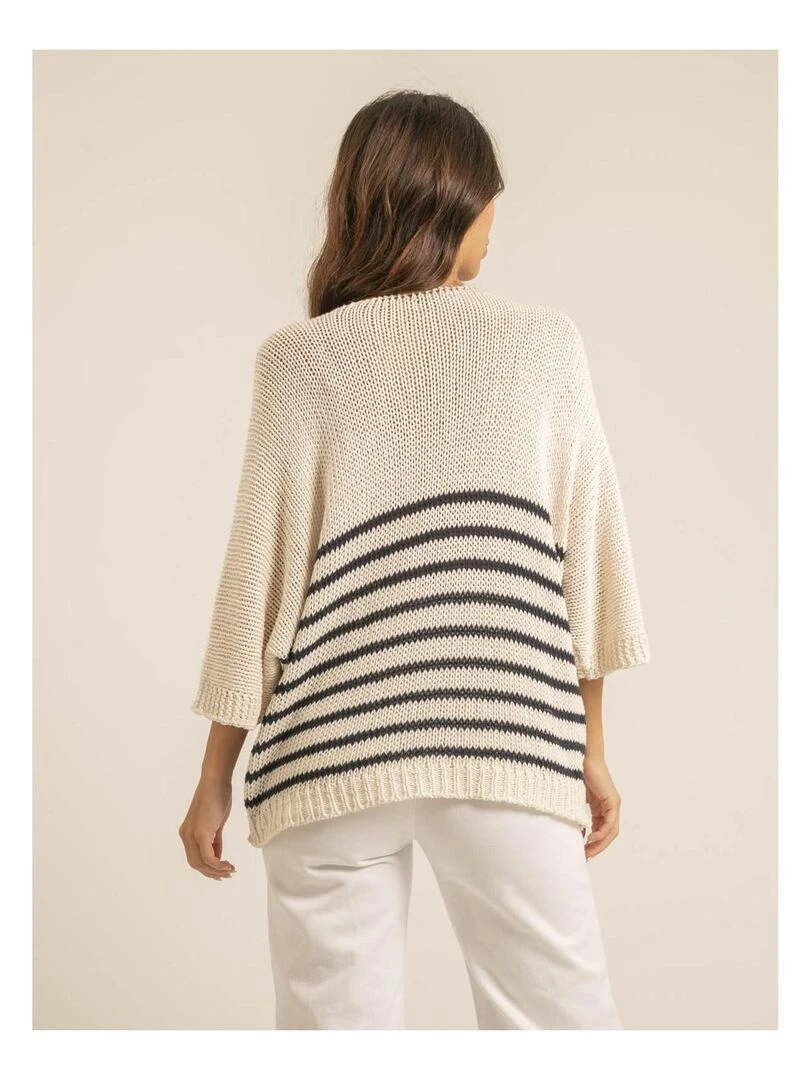 Pull oversize rayures KADELIA Ecru