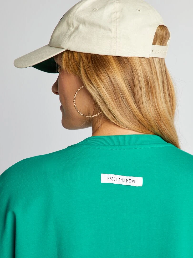 T shirt en coton à col rond   Vert