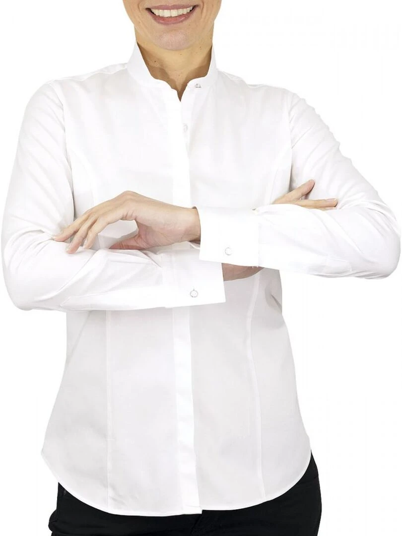 Chemise femme col mao CHIARA Blanc