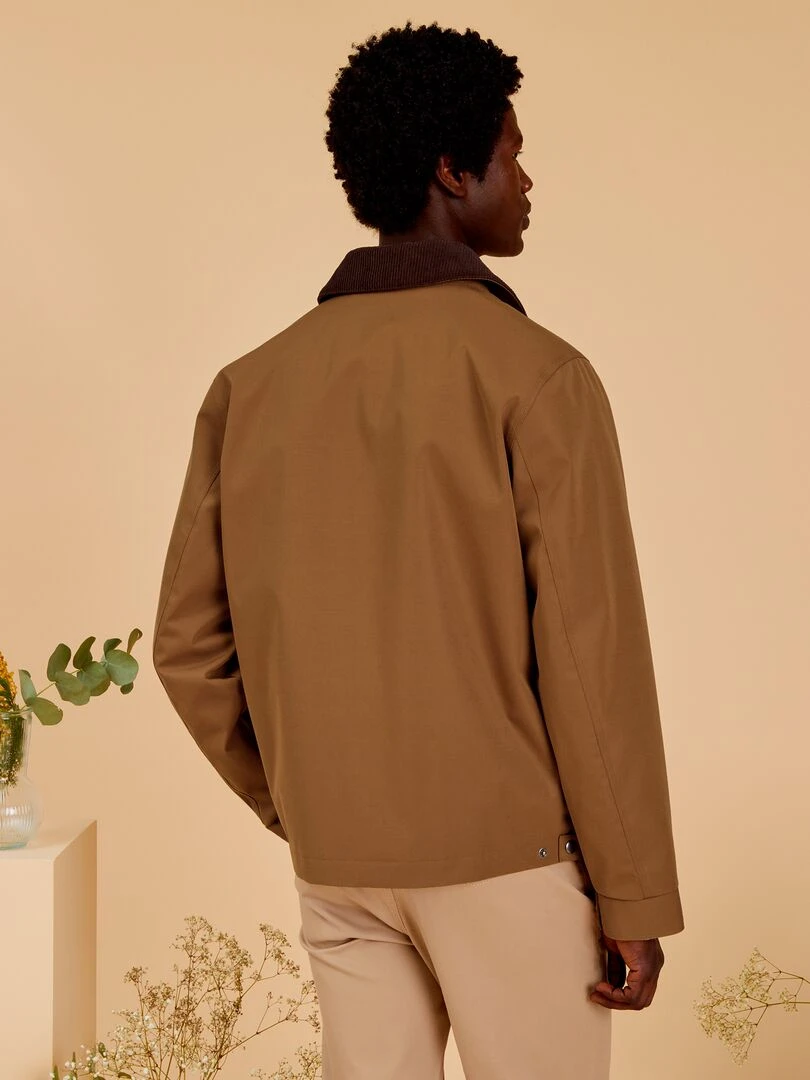 Veste courte avec col en velours   Beige