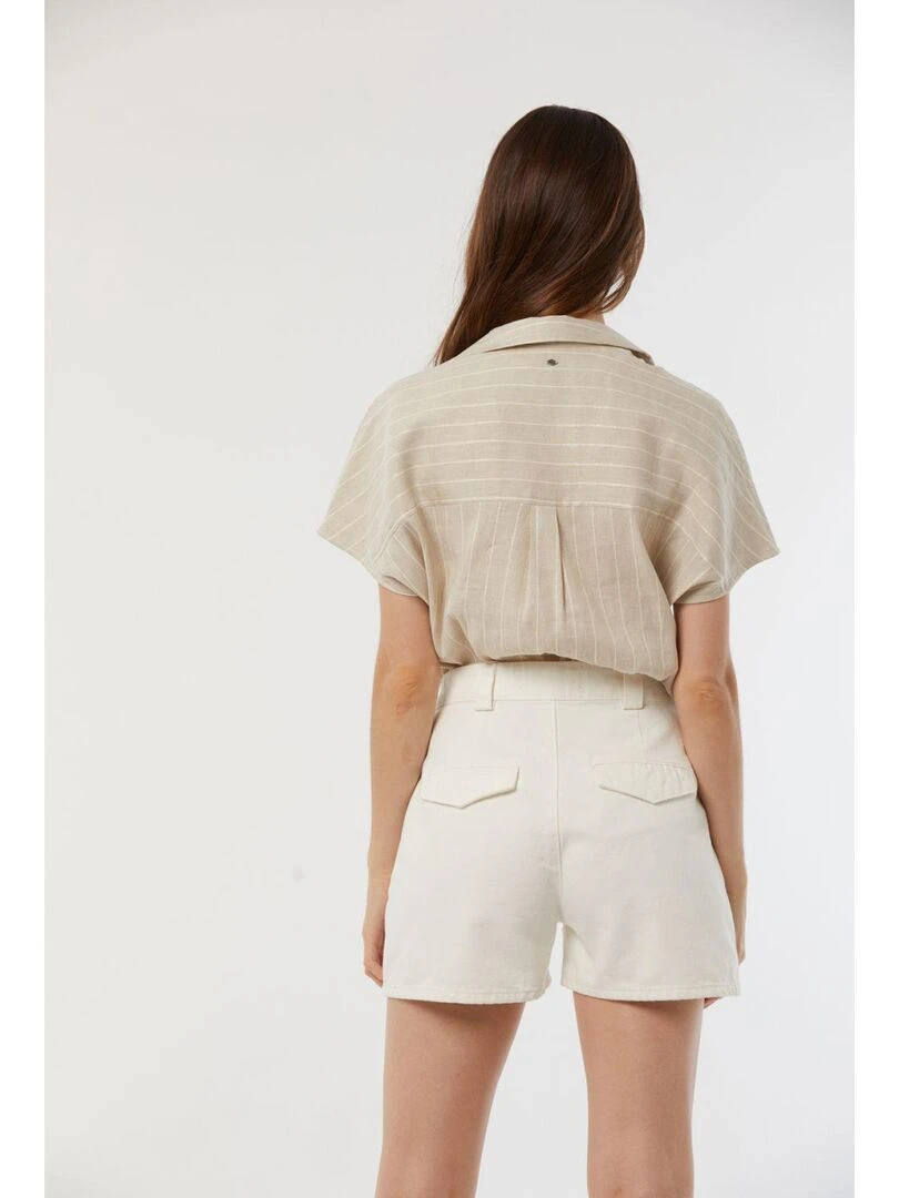 Lee Cooper   Chemise sans manches lin regular DILEA   Beige sable