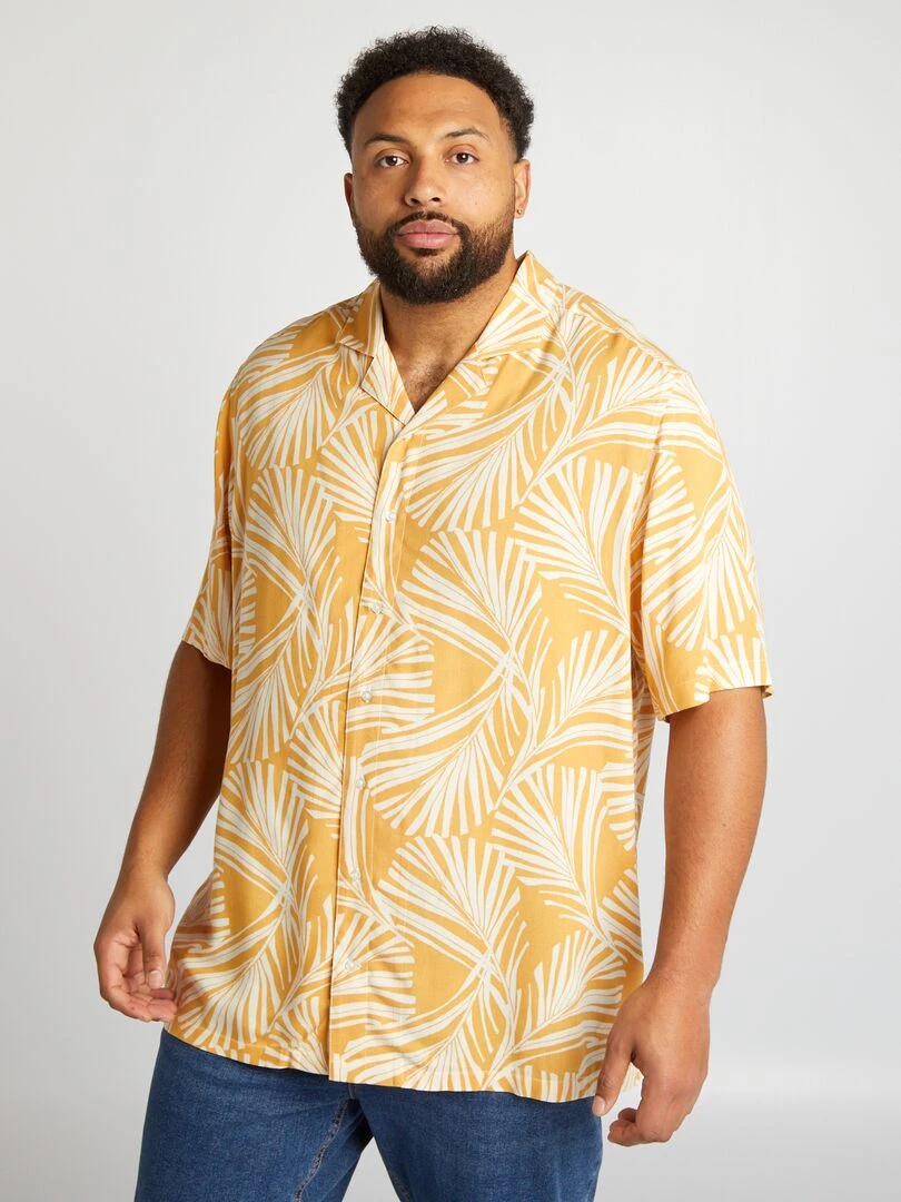 Chemise fluide à col pyjama Jaune