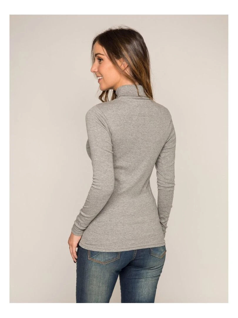 Sous pull col roulé pur coton organique FUSEE   Gris chiné